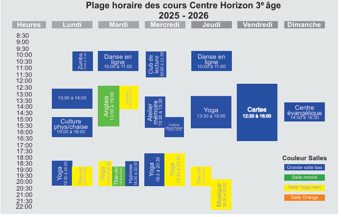 Horaire des activités